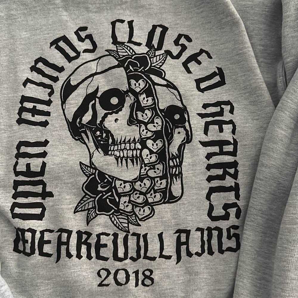 Open mind closed hearts we are villians hoodie